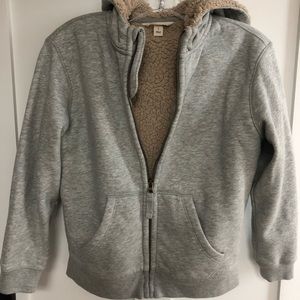 Lands End Kids Gray Sherpa Hoodie